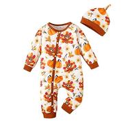 Generisch My First Thanksgiving Baby Outfit Langarm Pavo Overall für Kleinkinder Jungen Mädchen 2-teiliges Kleidung (Brown, 12-18 Months)