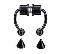 Generisch Nariz de perro seco 316L anillos anillo de acero nariz joyas nariz anillos para piel sensible (negro, talla única)