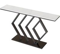 Generisch Narrow Console Table, Lightweight Luxury Stone Top, Handwelded Wrought Iron Frame, Decorative Table for Entrance, Living Room, Hallway, 80 x 30 x 80 cm