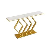 Generisch Narrow Console Table, Lightweight Luxury Stone Top, Handwelded Wrought Iron Frame, Decorative Table for Entrance, Living Room, Hallway, 80 x 30 x 80 cm