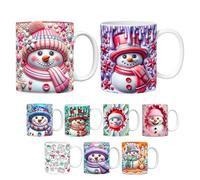 Generisch Natale - Tazze Caffè Ceramica Natale | Con Coperchio Muffin, da 350 ml con Manico Design 3D Pupazzo di Neve per Tè Cioccolata Compleanno Vacanze Ragazze, Tazzaa per le vacanze invernali