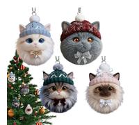 Generisch navideños para gatos - Colgantes colgantes acrílicos 2D lindos de doble cara para árbol de gato | Decoración navideña para Navidad, hogar, cocina, ventana, repisa de chimenea, sala