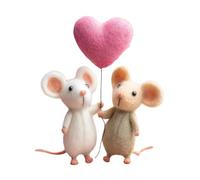 Generisch Needle Felted Mouse Figures - Soft Texture Miniature Display Toy, Handcrafted Wool Desktop Decoration Set, Elegant Holiday Table Ornament, Showcase Piece | for Warm Inviting Space Enhanc