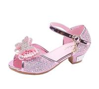 Generisch Niña niña con cuentas nudo de mariposa solo princesa zapatos sandalias zapatillas 25 niñas, Rosa., 10 Years
