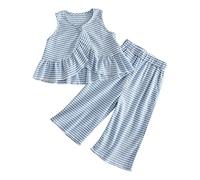 Generisch Niña niño algodón sin mangas cuadros suave cómodo ropa de todos los días trajes, a, 5-6 años