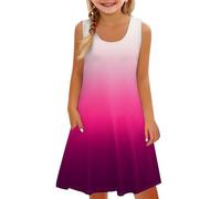 Generisch Niñas Azul Vestido De Niña Sin Mangas Cómodo Vestido Casual Estampado Gradiente Ropa Niños Con Vestido De Chaleco De Bolsillo Leggins Con Niñas, Vino, 12-13 años