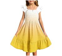 Generisch Niñas Casual Elegante O Cuello Vestido Diario Color Lado Tank Vestido Bebé Niñas 74, amarillo, 13-14 años