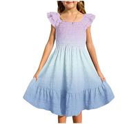 Generisch Niñas Casual Elegante O Cuello Vestido Diario Color Lado Tank Vestido Bebé Niñas 74, azul claro, 13-14 años