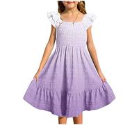 Generisch Niñas Casual Elegante O Cuello Vestido Diario Color Lado Tank Vestido Bebé Niñas 74, morado, 9-10 años