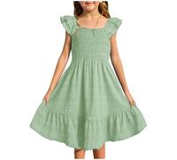 Generisch Niñas Casual Elegante O Vestido Diario Color Sólido Lado Tank Vestido De Mesa De Tenis Chica, verde, 7-8 años