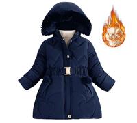 Generisch Niñas Chaqueta Acolchada Largo Más Engrosamiento Estilo Extranjero Moda Femenina Chaqueta Acolchada De Invierno, marine, 9-10 años