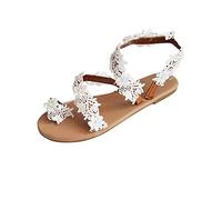 Generisch Niñas zapatillas casuales planas mujeres zapatos de playa sandalias flor novela mujeres zapatos casuales, Blanco, 38 EU