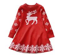 Generisch Niño Invierno Navidad Manga Larga Copos de Nieve Jersey Vestido Princesa Vestido Cálido para Bebés Ropa Navidad Rojo Marina, rojo, 5 años