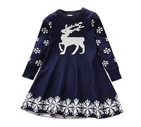 Generisch Niño Invierno Navidad Manga Larga Copos de Nieve Jersey Vestido Princesa Vestido Cálido para Bebés Ropa Navidad Rojo Marina, azul, 3 años