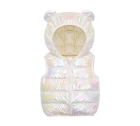 Generisch Niño invierno niña sin mangas -Exterior con orejas de oso sombrero cremallera plumón chaleco esquí alpino, Blanco, 5-6 años