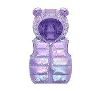 Generisch Niño invierno niña sin mangas -Exterior con orejas de oso sombrero cremallera plumón chaleco esquí alpino, morado, 5-6 años