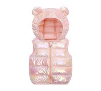 Generisch Niño invierno niña sin mangas -Exterior con orejas de oso sombrero cremallera plumón chaleco esquí alpino, Rosa., 5-6 años