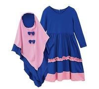 Generisch Niño Niña Algodón Primavera Y Manga Larga Vestido Y Pañuelo Dos Piezas Conjunto Vestidos Negro Hasta La Rodilla Chica, azul, 6-12 meses