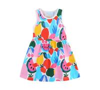 Generisch Niño niña fruta impresión tanque vestido cuello redondo sin mangas princesa ropa infantil, azul celeste, 3-4 años