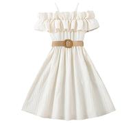 Generisch Niño Niña Sin Mangas Vestido De Princesa Sólido Baile Fiesta Vestidos De Ropa Bikini Con, Blanco, 8-9 años