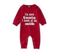 Generisch Niño Niño Chica Manga Larga Navidad Carta Niños Ropa de Navidad Santa Baby Little Elf Mono Niño, rojo, 0-3 Meses
