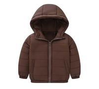 Generisch Niño Niños Niñas Abrigo de Invierno Con Capucha Chaqueta Desgaste Espesar A Prueba Viento Cremallera Ropa Exterior Cálido, café, 4-5 años
