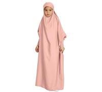 Generisch Niños Moda Musulmana Casual Gran Columpio Color sólido Traje Nacional Medio Capucha Murciélago Mangas Vestido Calendario de Adviento Vida (8-9 años)