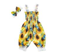 Generisch Niños Niñas Dos Paquetes Verano Bebé Encaje Flores Accesorios para el Cabello con Bebé Niña Ropa Pantalones, amarillo, 18-24 meses