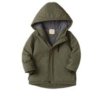 Generisch Niños Niños Niñas Invierno Espesar Abrigo Sólido Capucha Chaqueta Niño a Prueba de Viento Cálido Outwear, Verde militar., 13-14 años