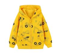Generisch Niños Niños Niños Coches Dibujos Animados Impreso Con Capucha Cremallera Chaqueta de Punto Sudadera con Capucha Ropa Niños Dos Piezas, amarillo, 5-6 años