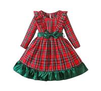 Generisch Niños Nuevo Primavera Y Otoño Navidad Plaid Niña Mameluco 2025 Mi Primer Traje de Navidad Bebé Vestido de Navidad Niñas Feliz Navidad, rojo, 2-3 años