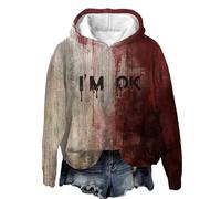Generisch No te preocupes, no es mi sangre, sudadera con capucha de Halloween para mujer, suéter de Navidad brillante, Rosa., S
