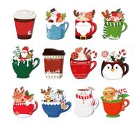 Generisch Notas adhesivas navideñas, 12 unidades, cuaderno de taza de té, notas adhesivas de café de Navidad, para preescolar, guardería, aula, recompensa, , decoración, cumpleaños, año nuevo