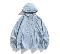 Generisch Novedades 2026 Chaqueta cortavientos ligera para exteriores, chaqueta de sol transpirable, sensación cómoda para viajar, senderismo y ocio., azul celeste, S