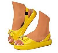 Generisch Novedades 2027 Elegantes sandalias veraniegas con lazo, plantilla suave y transpirable Suela de goma ligera y antideslizante para una vida diaria cómoda, amarillo, 35 EU