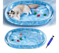 Generisch Nueva alfombrilla de agua engrosada para gatos, resistente a los arañazos, alfombrilla de agua para gatos, piscina para gatos, felinos con bomba de bicicleta, mantener a las mascotas frescas
