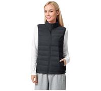 Generisch Nuevo chaleco de plumas para mujer, plegable, sin mangas, acolchado, con cremallera, grueso, cálido, liso, abrigo de invierno, Negro , L
