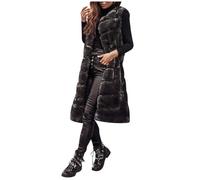 Generisch Nuevo chaleco largo para mujer, otoño e invierno, color sólido, chaqueta de lana sin mangas, cárdigan, gris, XL