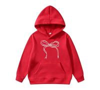 Generisch Nuevo ChKids Sudadera con capucha de manga larga pajarita impresa, rojo, 13-14Years