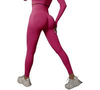 Generisch Nuevos pantalones de yoga ajustados a la cadera melocotón sin costuras de punto para mujer con cintura alta y cadera que muestran pantalones para correr y fitness, Rosa intenso., M