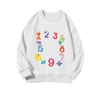 Generisch Number Day Girls and Boys Kids Sweatshirts Fun Colorful Numbers Suéter barato Adolescentes Niñas, Blanco, 6-7 años