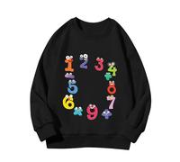 Generisch Number Day Girls and Boys Kids Sweatshirts Fun Colorful Numbers Suéter barato Adolescentes Niñas, Negro , 8-9 años