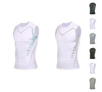 Generisch Nuvraa V2 Camiseta de Compresión V Boost Shapewear Shirt para Hombre, Ionic Shaping Shirt para Hombres para un Cuerpo Perfecto, Blanco, M