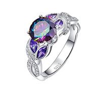 Generisch O Anillos Goma Colorido Oval Circonita Elegante Anillo Streiner Ring Zafiro Joyería Anillos Mujeres Moda Anillos de Circón Completo Diamante para Mujeres Tamaño 6 Señoras Anillos Set, 6,
