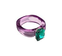 Generisch O Anillos Junta Sanitaria Colorido Acrílico Rhinestone Anillo para Mujeres Lindo Accesorios de Traje Anillos Indios, talla única, Resina, Sin piedras preciosas