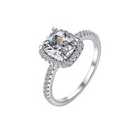 Generisch O Anillos Mm Anillo de Diamante para Mujer S925 Anillo Zircon Par de Anillo de Diamante Cuadrado Cojín De Anillos, 6, Metal, Sin piedra preciosa