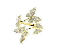 Generisch O Anillos Mm Joyas para Mujeres, Anillos Abiertos, Ajustables, Bodas y Accesorios, Niñas Voladoras, Mariposas, Anillo de Plata, Anillo de Cristal, Anillos Caléndula Bál, talla única, Metal