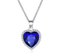 Generisch Ocean's Legacy Heart Pendant - Collar de plata de ley 925 para su romance eterno, color azul zafiro