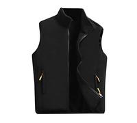 Generisch Ocio masculino cuello alto forro polar chalecos abrigo sin mangas cremallera vuelo bolsillos al aire libre diario ropa exterior para hombre, Negro , S