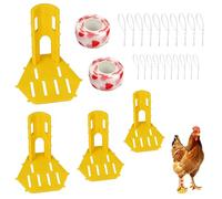 Generisch OHYER Juego de férulas para patas de pollo, 4 tamaños, de PETG con 2 rollos de cinta adhesiva y 20 bridas, reposapiés ajustable para pollos, patos, gansos, pollitos, amarillo